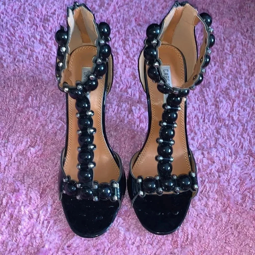 Cape Robbin Beaded Black Strapped Heels Size 7.5 - Picture 2 of 6